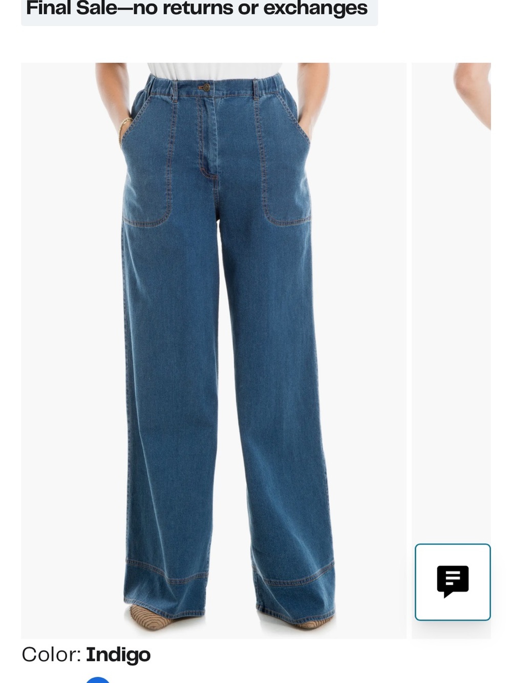 Max Studio London Wide Leg Denim Pants in Dark Blue